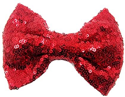 Cuwtheugwg Cappello Rosso Neonata Copricapo a forcina con paillettes per bambina con glitter per con fiocco Cerchietto Bambina (L, One Size)