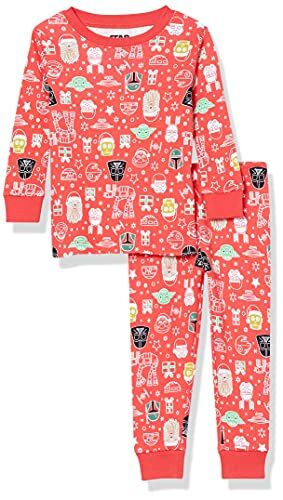 Amazon Essentials Disney   Marvel   Star Wars Set di Pigiama da Notte Attillati in Cotone Bambini e ragazzi, Star Wars Holiday Baby And Kids, 8 anni