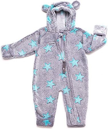 Hoppediz Tuta in pile per neonati e bambini, colore: Grigio/Turchese