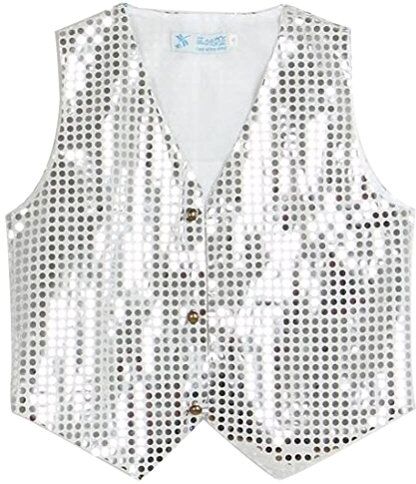 Odziezet Costume de Danza Ragazzi Gilet Hip Hop Paillettes Vest Abiti per Teatro Performance per Jazz 4-15 Anni