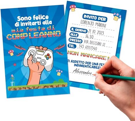 KEÏNELS 40 Pz Inviti Compleanno Bambino Originali Biglietti Invito Compleanno Bimbo Video Game Kit Festa di Compleanno Originale