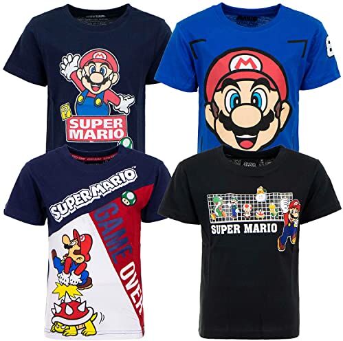 Super Mario Bambino T-Shirt Maglia Maglietta a Maniche Corte Primavera Estate Licenza Ufficiale [1991 Blu Navy 6 Anni]