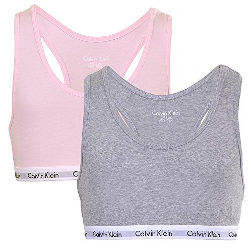 Calvin Klein Reggiseni a Bralette Donna Confezione da 2 Elasticizzati, Multicolore (Grey Heather/Unique), 14-16 Anni