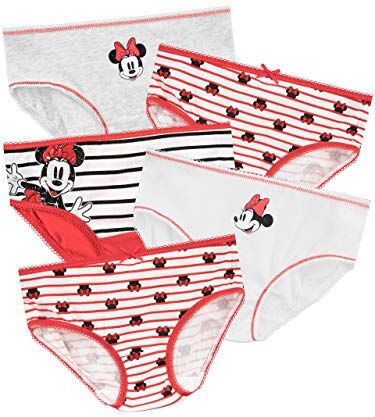 Disney Mutandine Confezione da 5 Minnie Mouse Rosso 2-3 Anni