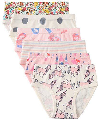 Cotton Talk Confezione da 6 Piccola Bambine e Ragazze Biancheria Intima in Cotone da 1 a 7 Anni, Mutandine delle Neonate Undies della del Bambino (Unicorno, 3-4 Anni/Vita 16,5", Altezza 38" -41")