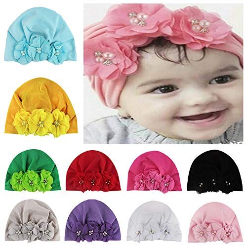 JasCherry Fiori di Chiffon Fatti a Mano con i Legami dei Capelli di Abbellimento Della Perla 10 Colori/Set Fasce Elastiche Fasce Morbide Sveglie Delle Ragazze del Bambino