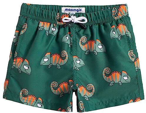 MaaMgic Costume da Bagno Pantaloncini da Bagno Estivi per Ragazzini Bambini Foderate in Rete Asciugatura Rapida Multi Colori,Verde,14-16 Anni