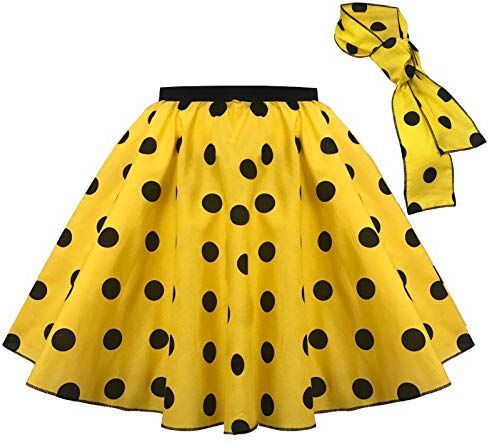 Mums Essentials Gonna a pois da bambina, tipo Rock n Roll, stile anni ‘50-‘60 blu Yellow & black