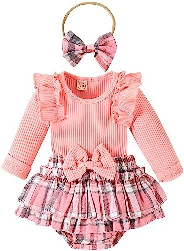 MAHUAOYIXI 2 Pezzi Elegante Tuta Bimba Tutine Neonato Femmina Pagliaccetto Estivo Vestito Abito in Pizzo Floreale Principessa Tutu Bodysuit Tulle Battesimo Jumpsuit + Fascia Bowknot Bambino (T1 , 0-6 Months )