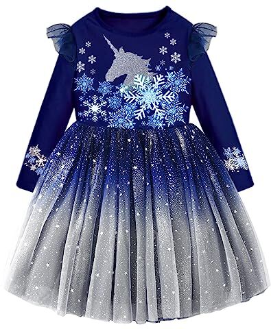 VIKITA Vestitos Bambina Principessa Unicorno Casuale Cotone Abiti Lh4111 3-4 Anni