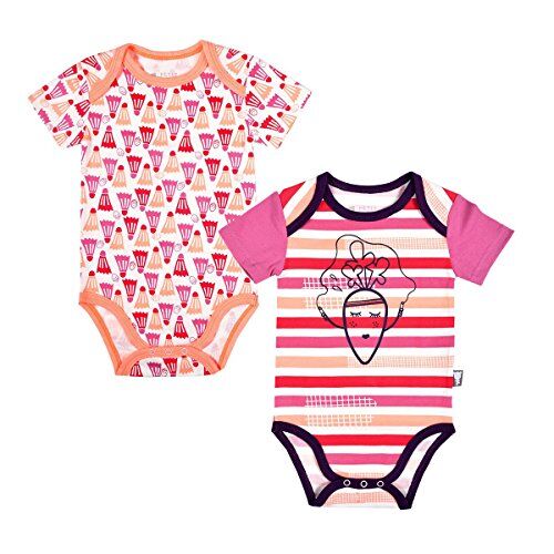 Petit Béguin Set di 2 body da bambina, a maniche corte, taglia 6 mesi (68 cm)