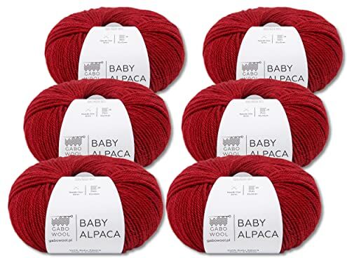 Wohnkult Gabo Wool Baby Alpaca, 6 x 50 g, 100% Baby Alpaka, qualità esclusiva a scelta (rosso   RJ2055)