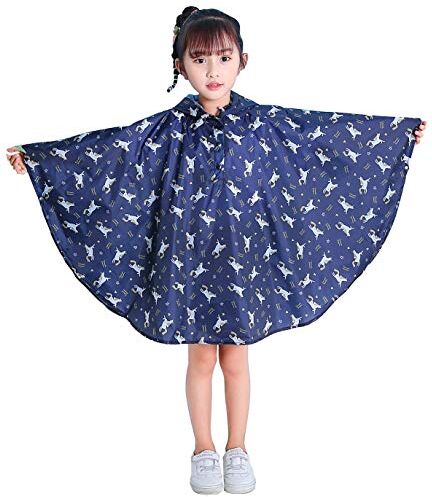 Gaga city Poncho Bambina Unicorno, Poncho di Pioggia Incappucciato Ragazza Impermeabile Mantella Antipioggia Bambina Riutilizzabile Cappotto di Pioggia Bambini Giacca da Pioggia Unicorno blu/S