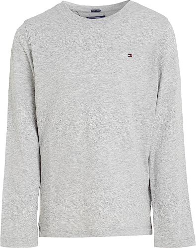 Tommy Hilfiger Boys Basic Cn Knit L/S Maglietta, Grey Heather, 6 anni Bambini e ragazzi