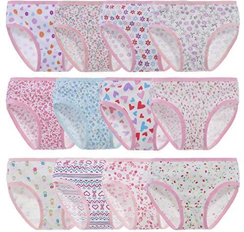 Anntry Bambine 12 Pezzi Slip Morbidi Bambini Confortevoli Biancheria Intima di Cotone Mutandine Assortiti 2-12 Anni (Stile-1, 4-6 Anni)