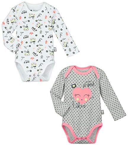 Petit Béguin Set di 2 body Bambino Ragazza Maniche Lunghe Mini Girl – Taglia – 3 mesi (62 cm)