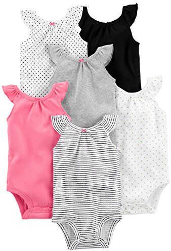 Simple Joys by Carter's 6-Pack Sleevless Bodysuit Infant-And-Toddler-Bodysuits, Multicolore/Cuori/Pois, 3-6 Mesi (Pacco da 6) Unisex-Bimbi