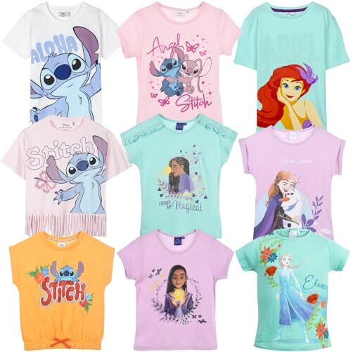 Disney Bambina T-Shirt Maglia Maglietta a Maniche Corte Primavera Estate [Frozen 1136 Azzurro 6 Anni]