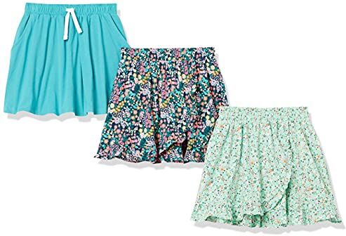 Amazon Essentials Gonne Pantalone in Maglia Bambine e Ragazze, Pacco da 3, Foglia di tè, 10 Anni