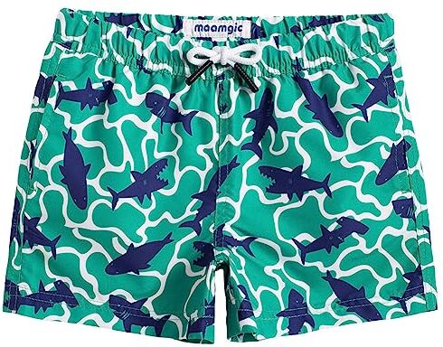 MaaMgic Costume da Bagno Pantaloncini da Bagno Estivi per Ragazzini Bambini Foderate in Rete Asciugatura Rapida Multi Colori,Verde,14-16 Anni