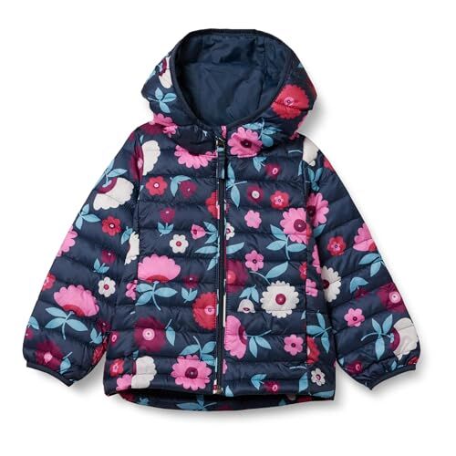 Amazon Essentials Piumino Leggero con Cappuccio Impermeabile e Ripiegabile Bambine e Ragazze, Blu Marino Floreale, 5 Anni