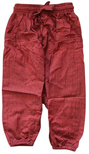 SHOPOHOLIC FASHION Bambini Hippie Harem Larga Boho Pantaloni Hippy Colorati Bambini Retro Comodo Tuta tinta unita GRANATA, Large