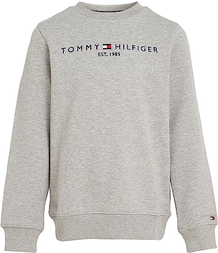 Tommy Hilfiger Felpa Bambini Unisex Essential Sweatshirt senza Cappuccio, Grigio (Light Grey Heather), 6 Anni