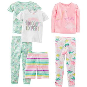 Simple Joys by Carter's 6-Piece Snug Fit Cotton Pajama Set Pigiama, Bianco Dinosauri/Rosa/Verde Menta Arcobaleno/Righe/Unicorni, 12 Mesi (Pacco da 3) Bimba Simple Joys by Carter's 6-Piece Snug Fit Cotton Pajama Set Pigiama, Bianco Dinosauri/Rosa/Verde Menta Arcobaleno/Righe/Unicorni, 12 Mesi (Pacco da 3) Bimba
