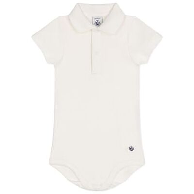 Petit Bateau Body Manica Corta Collo a Polo Bambino, Marshmallow., 18 mesi Petit Bateau Body Manica Corta Collo a Polo Bambino, Marshmallow., 18 mesi