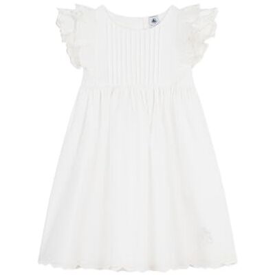 Petit Bateau Abito Bambino in Cotone Manica Corta Tinta Unita, Schiuma, 8 Anni Petit Bateau Abito Bambino in Cotone Manica Corta Tinta Unita, Schiuma, 8 Anni