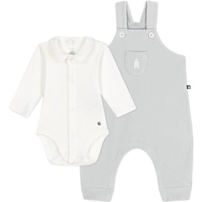 Petit Bateau Set di tute per bambini in cotone tinta unita e dettagli raffinati, Bianco/Blu, 0 mesi Petit Bateau Set di tute per bambini in cotone tinta unita e dettagli raffinati, Bianco/Blu, 0 mesi