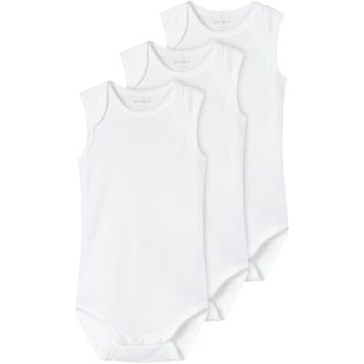 NAME IT Nbnbody 3p Tank Solid White 2 Noos, Body Unisex Bimbi 0-24, Bianco (Weiß Bright White), 62 NAME IT Nbnbody 3p Tank Solid White 2 Noos, Body Unisex Bimbi 0-24, Bianco (Weiß Bright White), 62