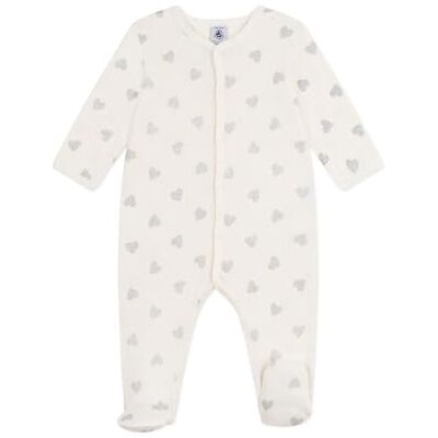 Petit Bateau Pigiama Bambino in Cotone Stampato Cuori Argento, Milk/Argento, 6 Mesi Petit Bateau Pigiama Bambino in Cotone Stampato Cuori Argento, Milk/Argento, 6 Mesi