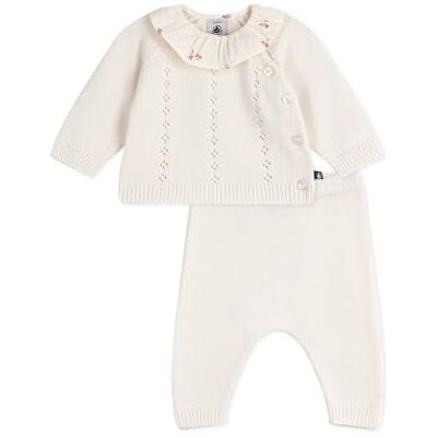Petit Bateau Set 2 pezzi bambino in lana e cotone e colerette floreale Petit Bateau Set 2 pezzi bambino in lana e cotone e colerette floreale