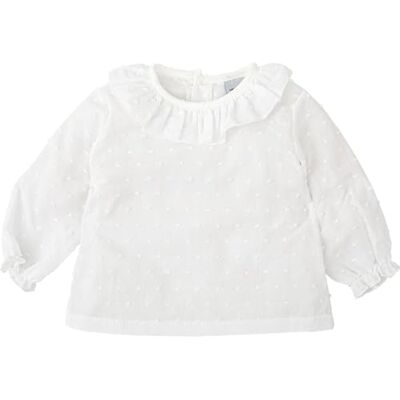 BABIDU Camisa bebé Niña Algodón Plumetti, Cuello Volante Fruncido Y Manga Larga con Puños Elásticos Camicia, Beige, 18 Months Unisex-Bimbi BABIDU Camisa bebé Niña Algodón Plumetti, Cuello Volante Fruncido Y Manga Larga con Puños Elásticos Camicia, Beige, 18 Months Unisex-Bimbi