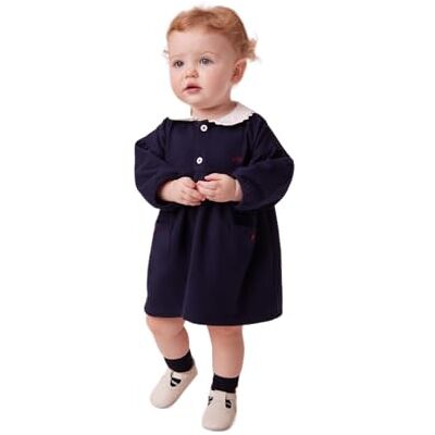 Petit Bateau Abito da Bambino in Cotone a Maniche Lunghe Tinta Unita con Colletto e Dettagli Ricamati A0em801 Vestito da Bambina (Confezione da 1), Blu Marino, 12 Mesi Petit Bateau Abito da Bambino in Cotone a Maniche Lunghe Tinta Unita con Colletto e Dettagli Ricamati A0em801 Vestito da Bambina (Confezione da 1), Blu Marino, 12 Mesi