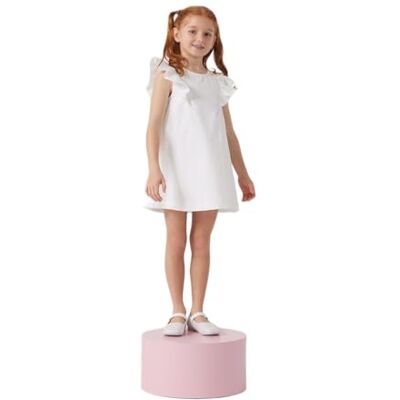 Petit Bateau A0crf, Abito A Maniche Corte Bambina, Bianco/Argento, 4 Anni Petit Bateau A0crf, Abito A Maniche Corte Bambina, Bianco/Argento, 4 Anni