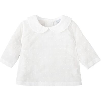 BABIDU Camicia Bambina Cotone Plumetti Bianco, Girocollo Unisex Bambino, Bianco, 3 Months BABIDU Camicia Bambina Cotone Plumetti Bianco, Girocollo Unisex Bambino, Bianco, 3 Months