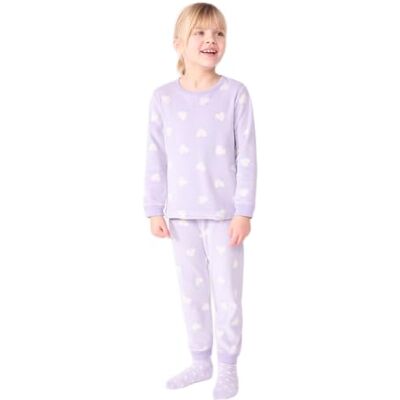 Petit Bateau Pigiama Bambino in Velluto Stampato Cuori, Squaw/Marshmallow, 2 Anni Petit Bateau Pigiama Bambino in Velluto Stampato Cuori, Squaw/Marshmallow, 2 Anni
