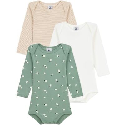 Petit Bateau Set di body da donna a maniche lunghe in cotone stampato per neonato, 00, Multicolore, 1M Petit Bateau Set di body da donna a maniche lunghe in cotone stampato per neonato, 00, Multicolore, 1M
