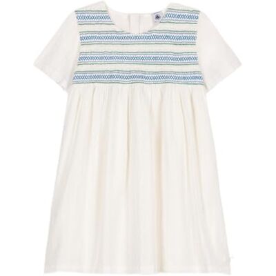 Petit Bateau A0crg, Abito A Maniche Corte Bambina, Bianco, 3 Anni Petit Bateau A0crg, Abito A Maniche Corte Bambina, Bianco, 3 Anni