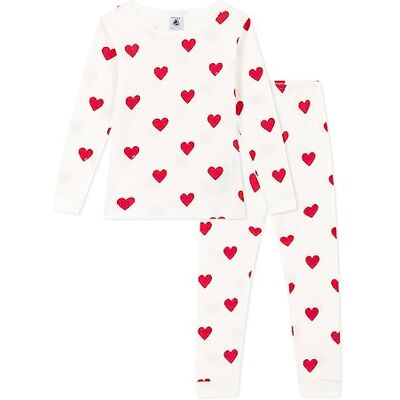 Petit Bateau , Pigiama Bambine e ragazze, Bianco Marshmallow/Rosso Terkuit, 6 anni Petit Bateau , Pigiama Bambine e ragazze, Bianco Marshmallow/Rosso Terkuit, 6 anni