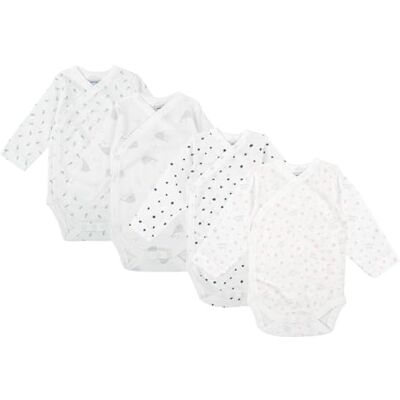 BABIDU Set 4 Body Incrociati Neonato Manica Lunga – 100% Cotone, Morbidi e Traspiranti – Corredino Nascita Unisex Bambino e Bambina, Delicati sulla Pelle, Made in Europe BABIDU Set 4 Body Incrociati Neonato Manica Lunga – 100% Cotone, Morbidi e Traspiranti – Corredino Nascita Unisex Bambino e Bambina, Delicati sulla Pelle, Made in Europe