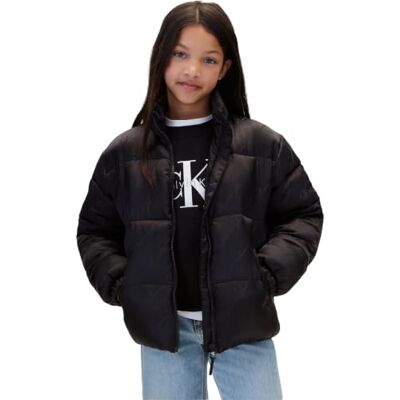 Calvin Klein Piumino da bambina CK LOGO JACQUARD AOP JKTLVCKFJM10G Puffer Jacket, Ck Black Aop, 16 anni Calvin Klein Piumino da bambina CK LOGO JACQUARD AOP JKTLVCKFJM10G Puffer Jacket, Ck Black Aop, 16 anni