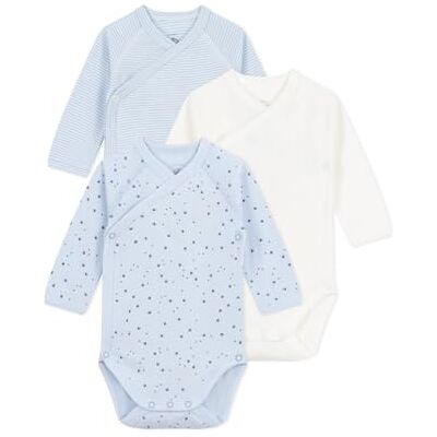 Petit Bateau Set di body incrociati a maniche lunghe in cotone stampato bambino Petit Bateau Set di body incrociati a maniche lunghe in cotone stampato bambino