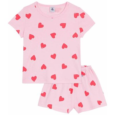 Petit Bateau Pigiama Pantaloncini Bambino in Cotone Stampato Cuori Petit Bateau Pigiama Pantaloncini Bambino in Cotone Stampato Cuori
