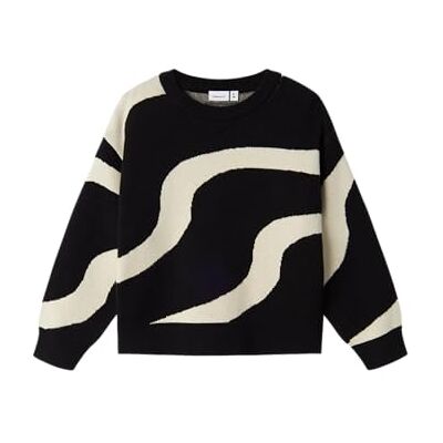 NAME IT NKFNAFINE LS Short Knit Maglione Lavorato a Maglia, Black, 116 Bambina NAME IT NKFNAFINE LS Short Knit Maglione Lavorato a Maglia, Black, 116 Bambina