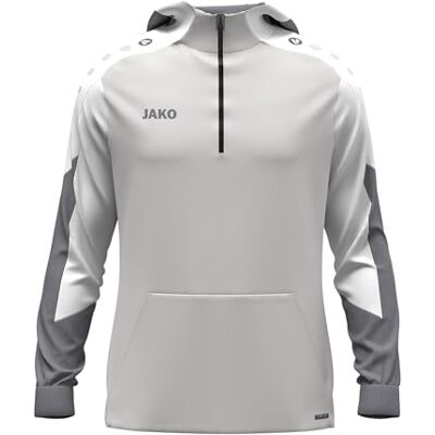 JAKO Felpa con Cappuccio Dynamic per Bambini, Grigio Chiaro/Bianco/Grigio, 140 JAKO Felpa con Cappuccio Dynamic per Bambini, Grigio Chiaro/Bianco/Grigio, 140