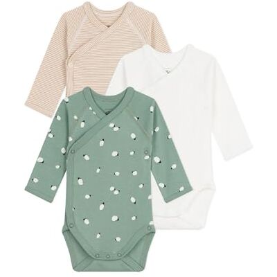 Petit Bateau Set di body incrociati a maniche lunghe in cotone stampato bambino Petit Bateau Set di body incrociati a maniche lunghe in cotone stampato bambino