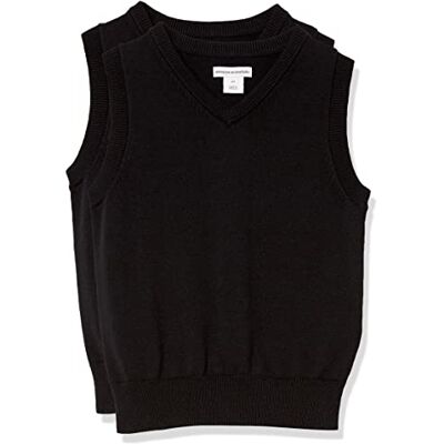 Amazon Essentials Maglione Smanicato con Scollo a v in Cotone in Stile Uniforme Bambini e Ragazzi, Pacco da 2, Nero, 6-7 anni Amazon Essentials Maglione Smanicato con Scollo a v in Cotone in Stile Uniforme Bambini e Ragazzi, Pacco da 2, Nero, 6-7 anni